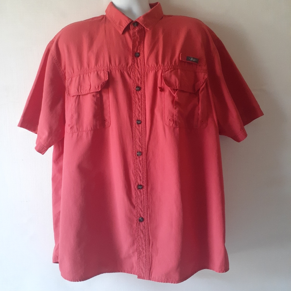 G.H.Bass & Co.men's dark orange long-sleeve button-down fishing shirt size XXL